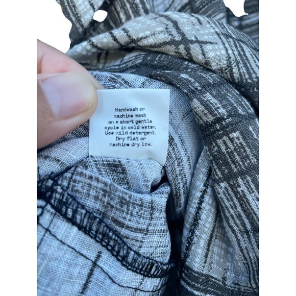 Cynthia Ashby Women's L Large gray plaid Linen longsleeve button up dress - Picture 13 of 13